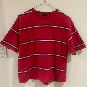 Brandy Melville Shirt Striped Stripes Red Blue White One Size Oversized Top Tee